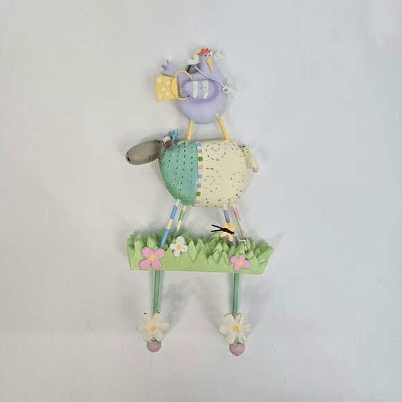 Farm Animal Painted Hooks Whimsical Chicken and Sheep Hangers 6.5" - Picture 1 of 10
